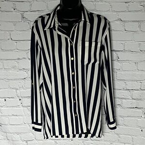 MICHAEL Michael Kors Black and White Striped Button Down Shirt